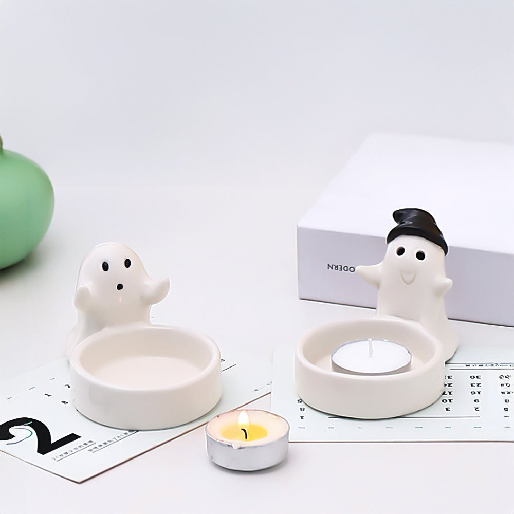 幽靈陶瓷燭台|萬聖派對的可愛亮點,點亮節日氛圍 |上手家居