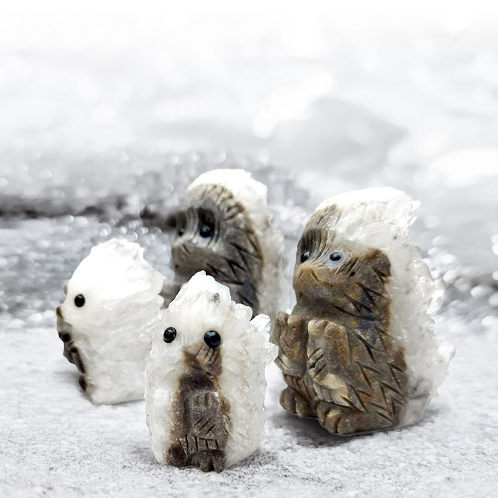 刺蝟白水晶簇|天然水晶手雕造型・桌上淨化擺件・可愛刺蝟造型不佔空間 |上手家居