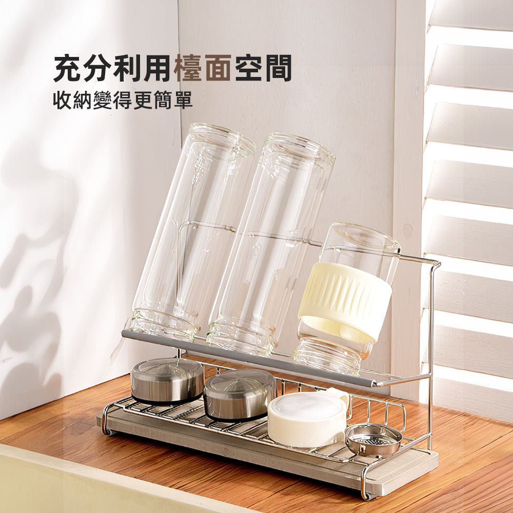 質感瀝水杯架|簡約收納,告別檯面濕漉漉