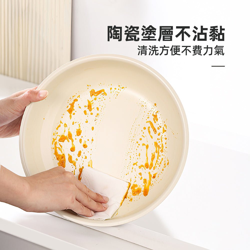 陶瓷不沾鍋具組|可拆卸手柄設計・廚房收納更省空間