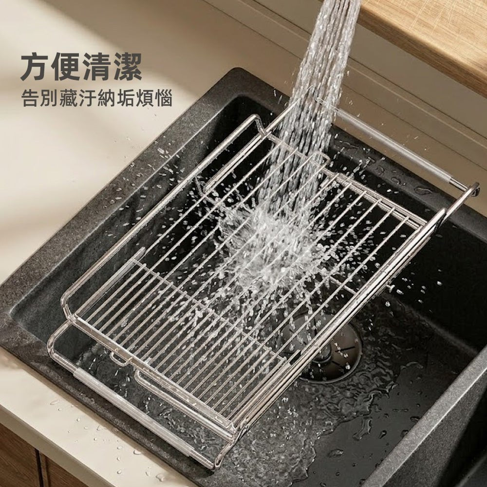 伸縮瀝水置碗架|廚房空間放大術・碗盤整潔收納好幫手