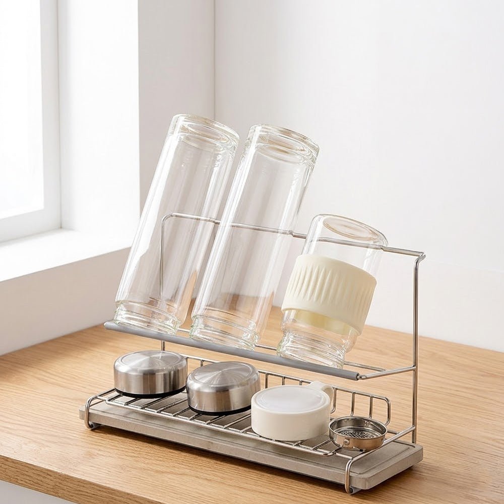 質感瀝水杯架|簡約收納,告別檯面濕漉漉