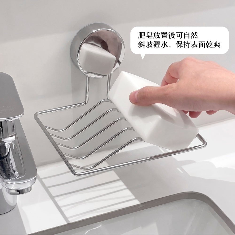 304不鏽鋼吸盤雙格皂架|告別濕爛肥皂・打造清爽浴室檯面