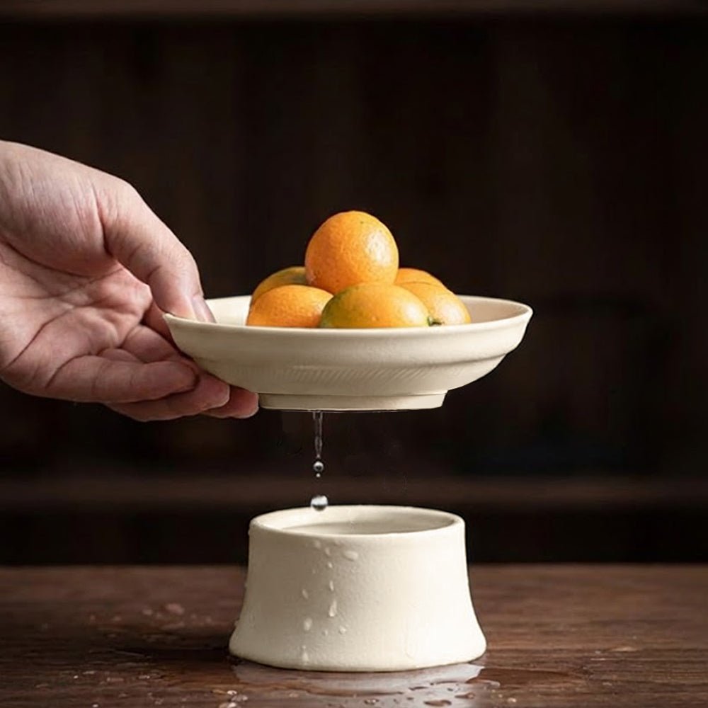 雅素瀝水陶瓷高腳盤|洗好的水果,終於能乾爽上桌了