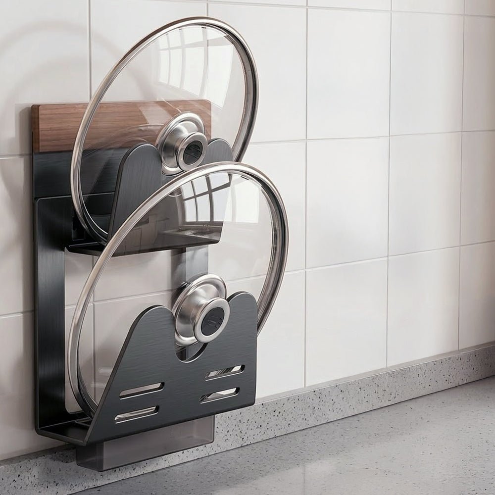 鍋蓋壁掛收納架|雙層瀝水設計,整潔廚房好幫手