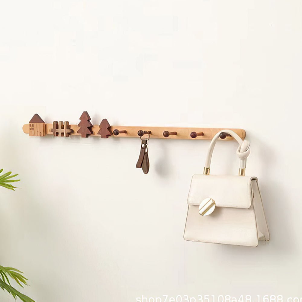 衣帽木頭掛鉤 玄關牆上安裝情境展示|上手家居