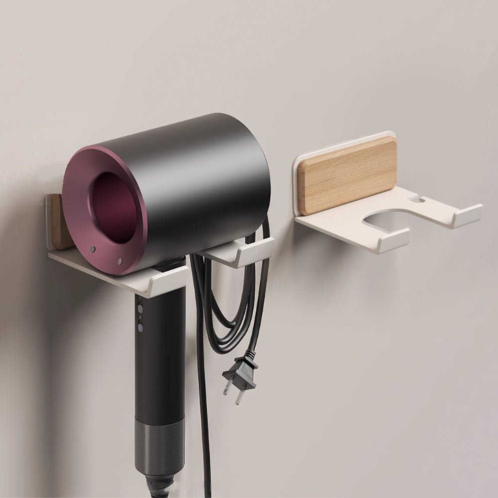 日式木質吹風機架｜浴室牆面更清爽的原木收納