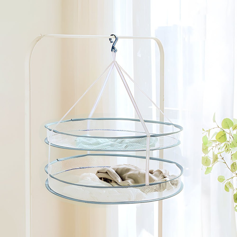 網眼速乾曬衣網｜雙層吊掛透氣設計・不變形曬毛衣神器・收納不佔位