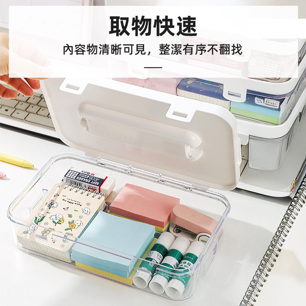 透明疊疊手提收納盒｜小物一目了然・桌面整齊不卡卡