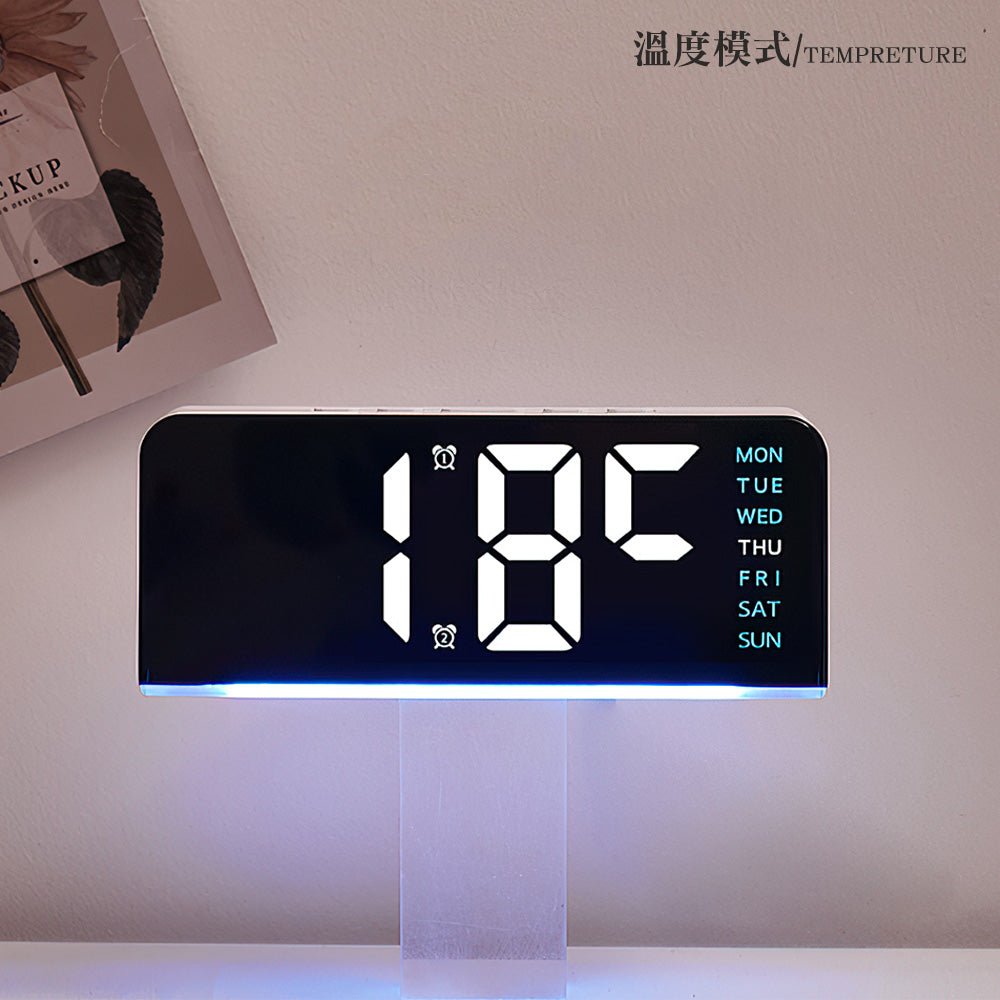 大數字LED時鐘｜超大數字・雙供電模式・氛圍燈助眠