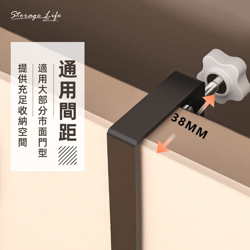 門後置物架｜免釘免鑽安裝簡單，雙層鐵框＋掛勾設計，浴室廚房臥室皆適用，讓門後空間秒變高效收納牆｜上手家居