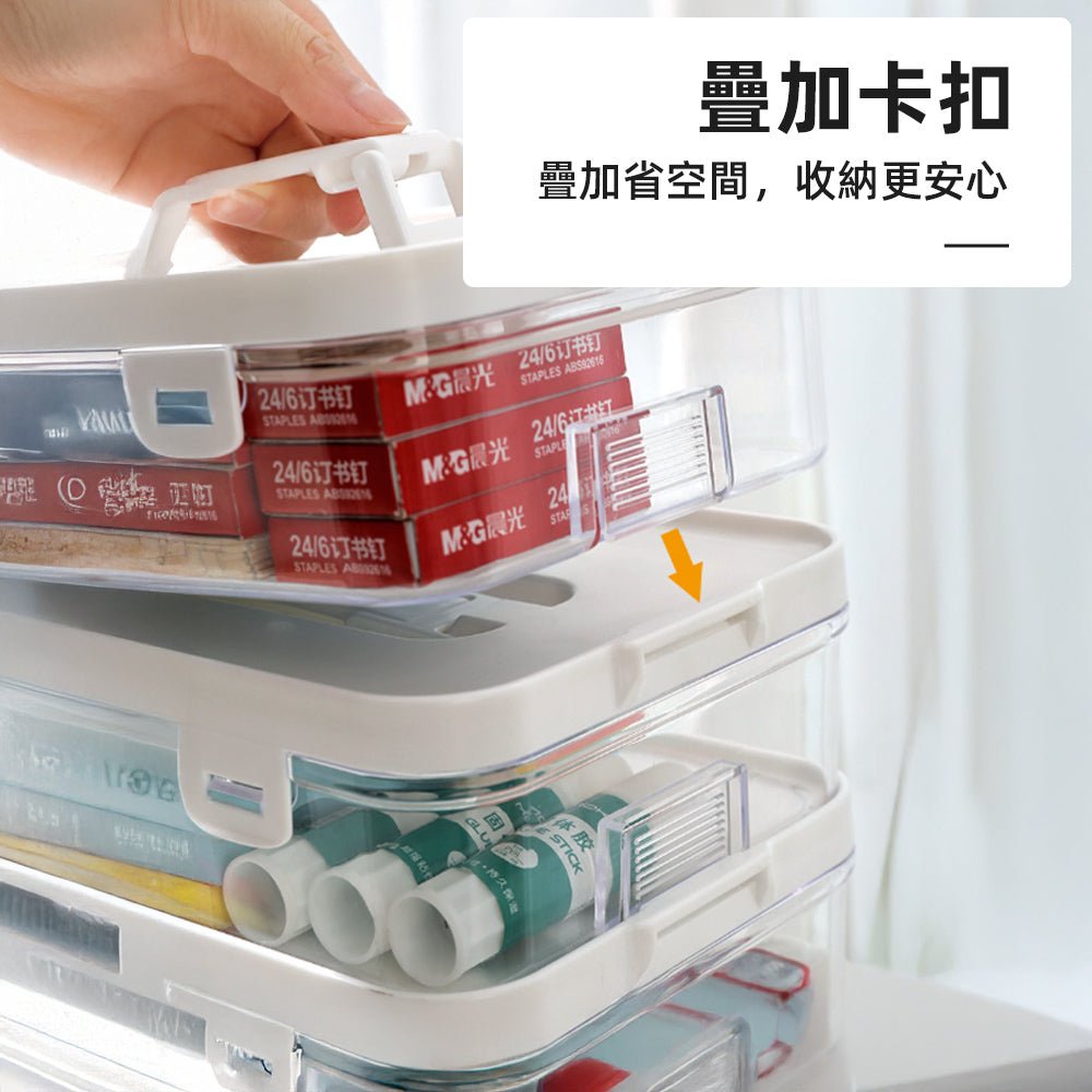 透明疊疊手提收納盒｜小物一目了然・桌面整齊不卡卡