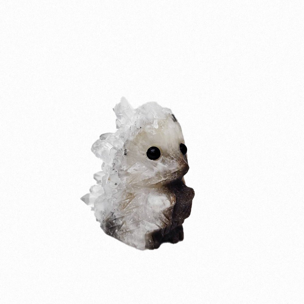 刺蝟白水晶簇｜天然水晶手雕造型・桌上淨化擺件・可愛刺蝟造型不佔空間 ｜上手家居  