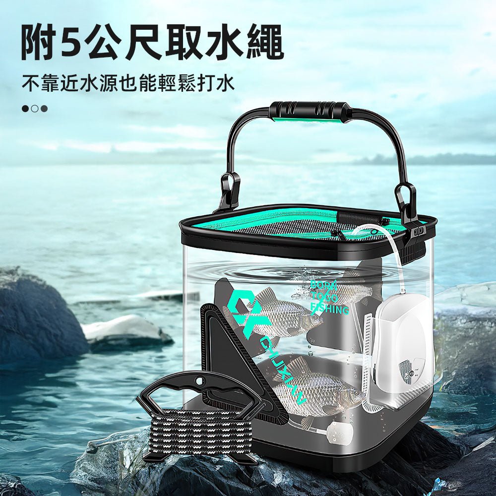 透明折疊取水桶｜8L加厚桶身，釣魚露營收水都方便