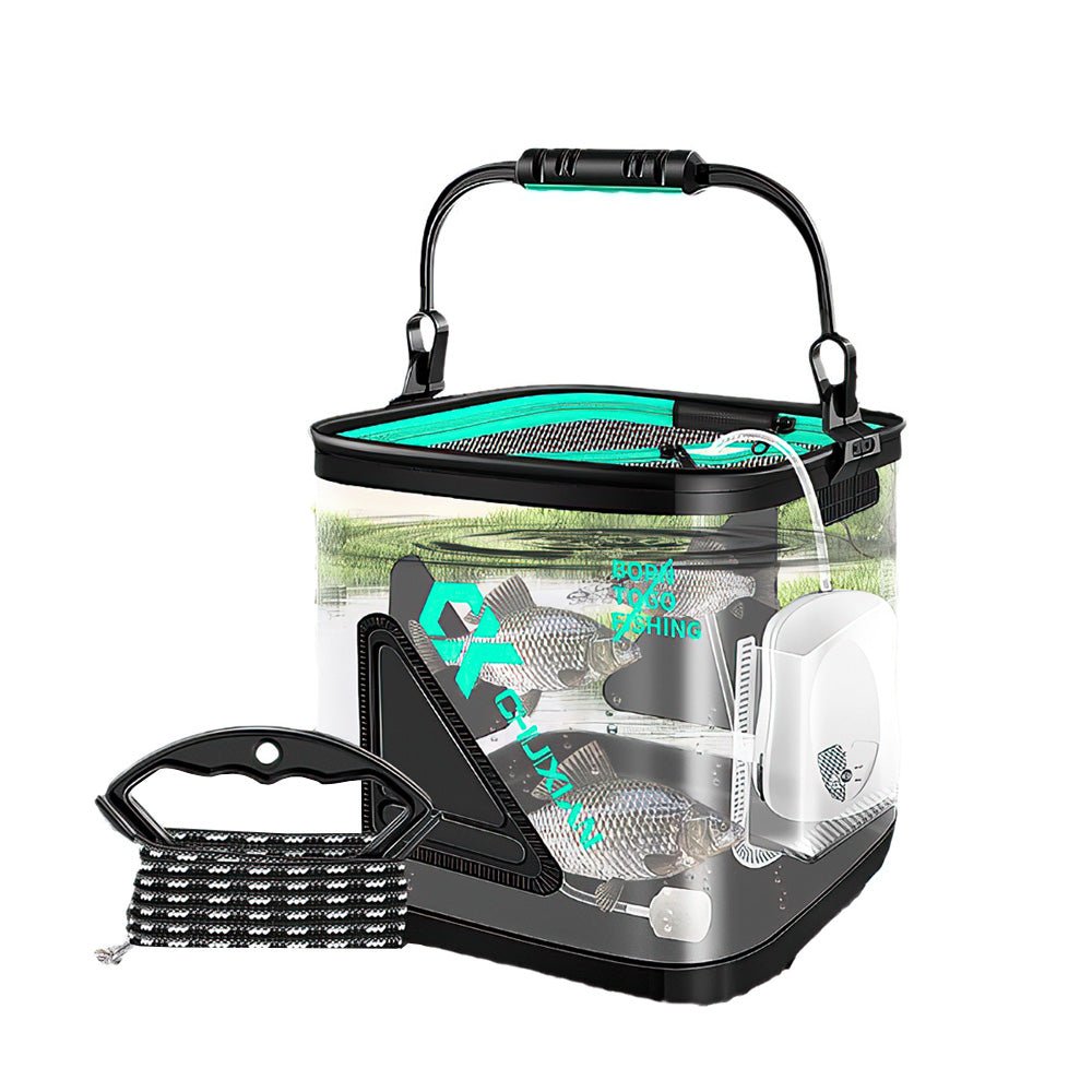 透明折疊取水桶｜8L加厚桶身，釣魚露營收水都方便