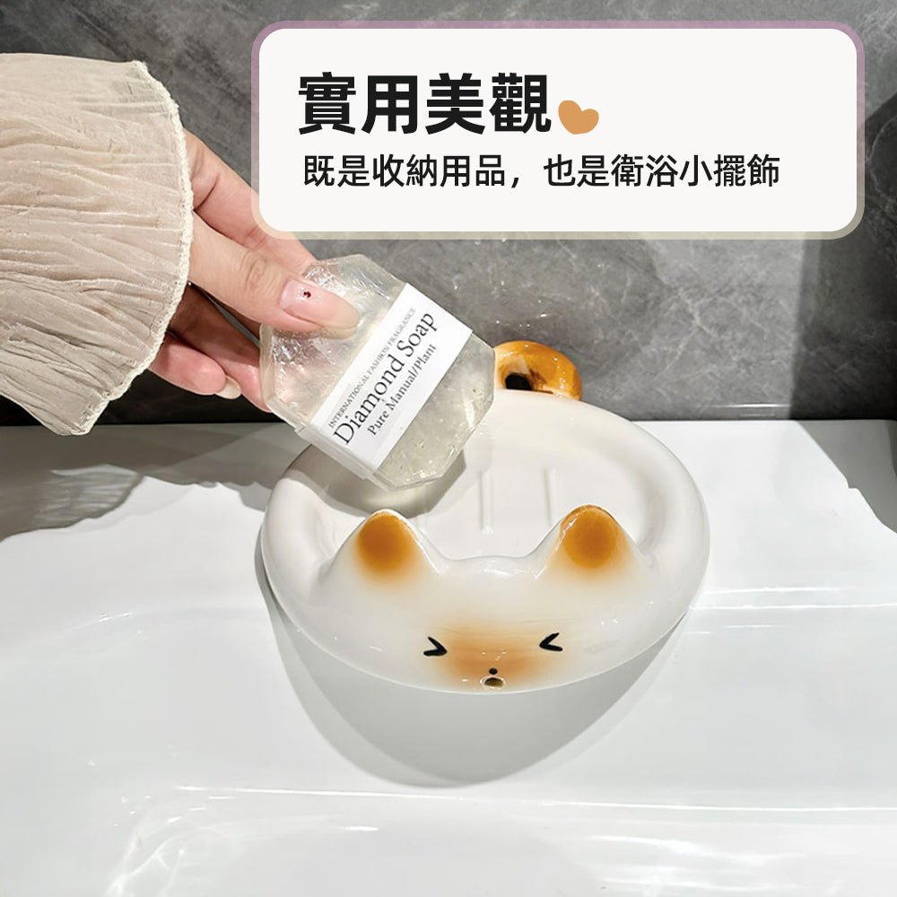 喵系瀝水陶瓷皂盤｜洗手台上的可愛值班員