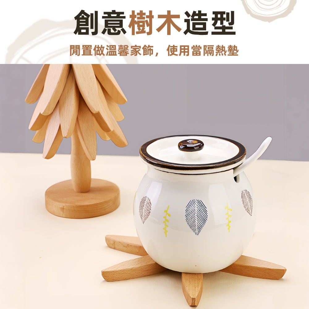 樹形實木隔熱墊組｜餐桌上的自然風景．鍋具擺放更安心