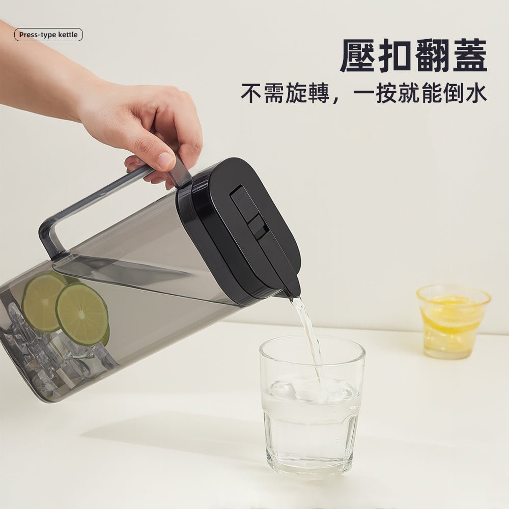 按壓式耐熱水壺｜2000ml大容量・冷泡茶熱水一次搞定
