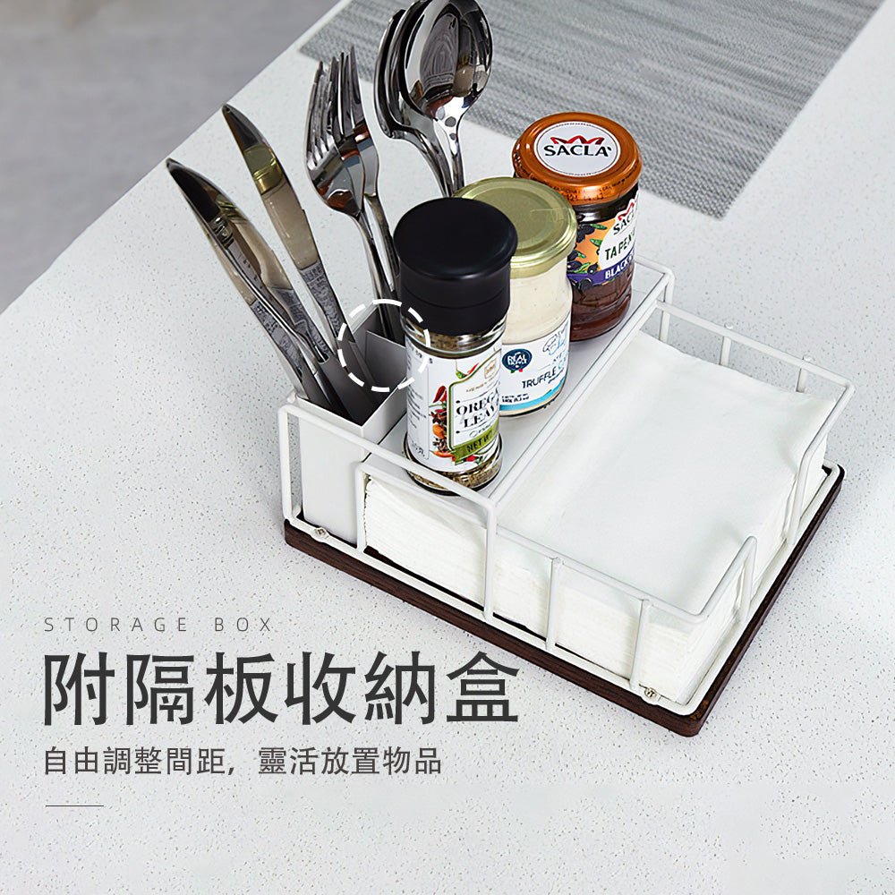 餐具餐巾面紙盒｜分區收納設計・讓餐桌整潔又有序