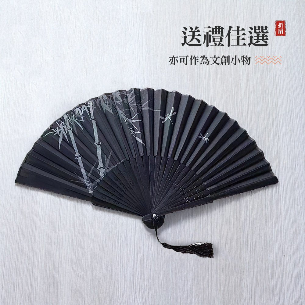墨彩古風折扇｜清雅竹影・輕巧隨身涼意伴行