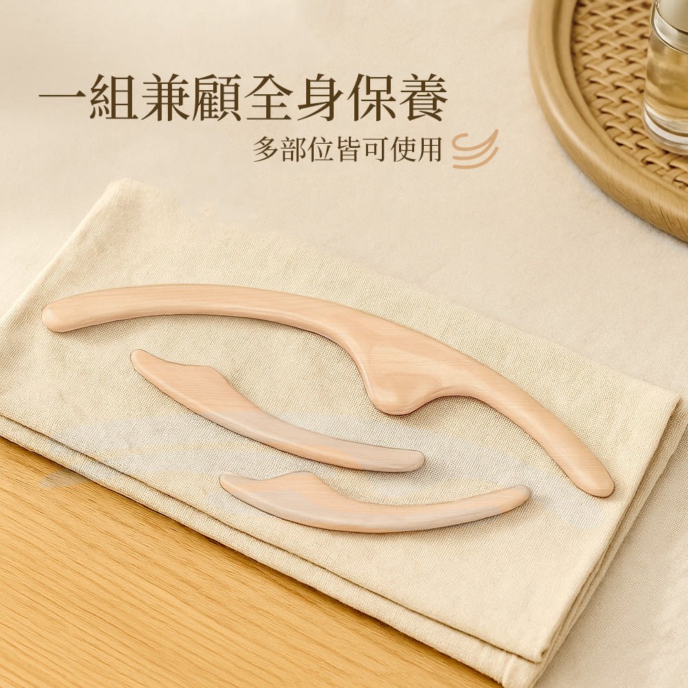 日式木質體雕按摩器｜全身舒壓・臉部線條細緻・一組多用途設計