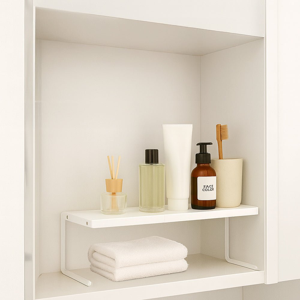 鏡櫃化妝品收納架｜自由伸縮・日系簡約・浴室檯面整齊不雜亂