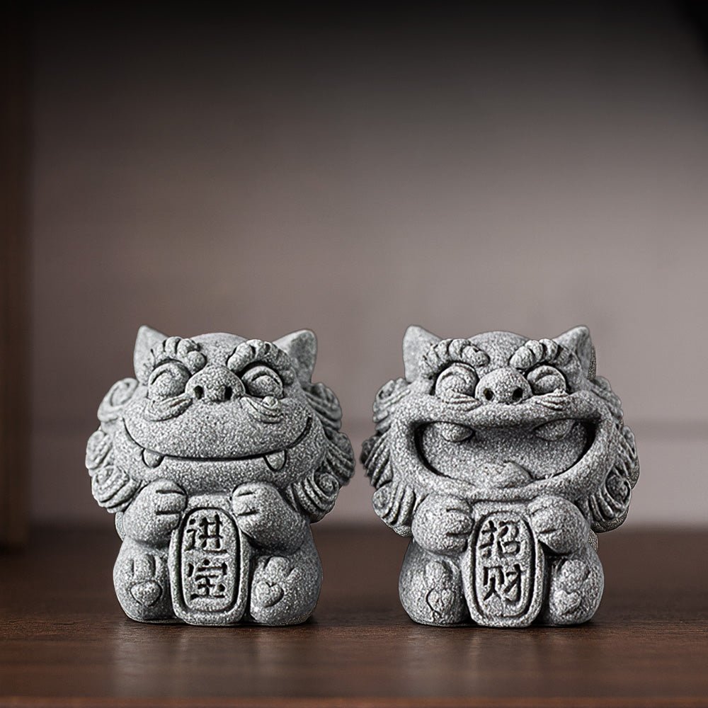 開運風獅爺招財擺飾｜成雙對擺・寓意吉祥納福安宅