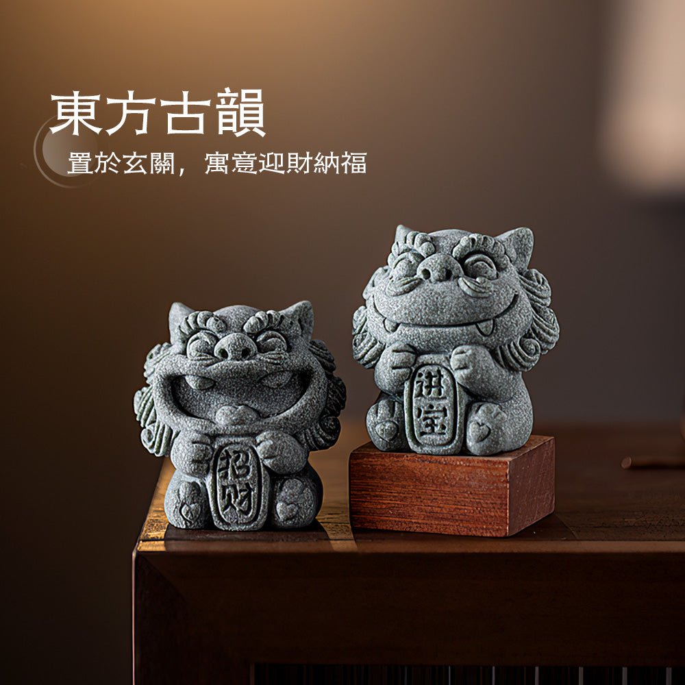 開運風獅爺招財擺飾｜成雙對擺・寓意吉祥納福安宅