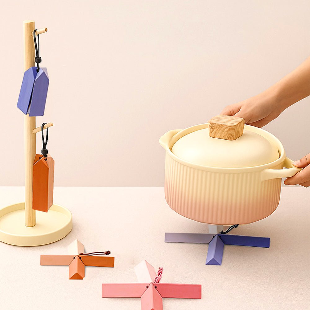 莫蘭迪矽膠隔熱墊｜柔軟可折疊・掛繩收納不佔位・簡約色點亮餐桌