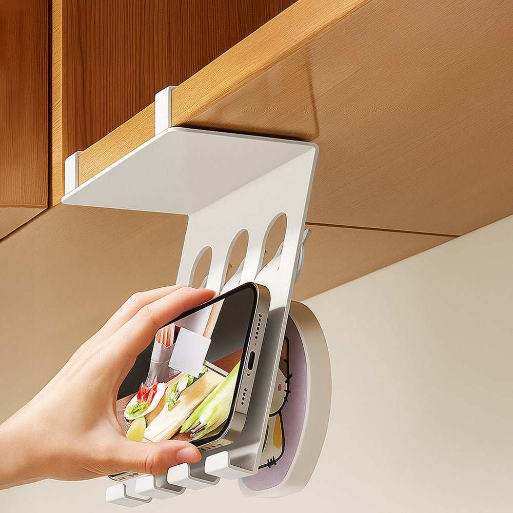 懸掛廚房手機架｜免打孔安裝・解放雙手追劇更自在
