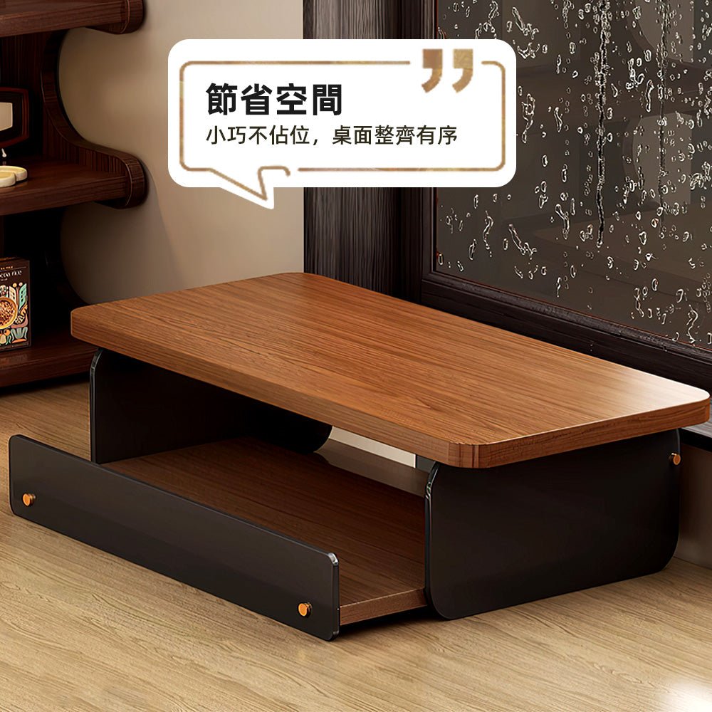 木紋桌上收納盒｜抽屜滑軌設計・咖啡角落更整齊有序