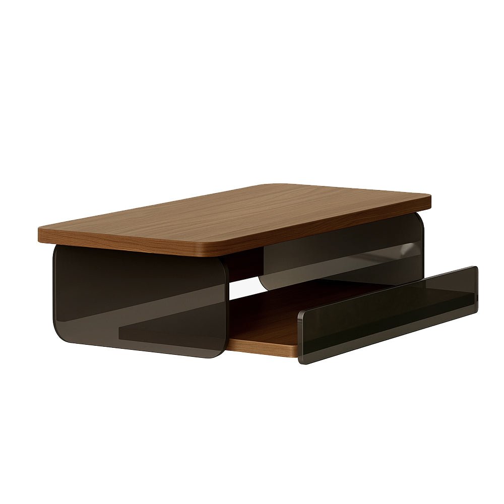 木紋桌上收納盒｜抽屜滑軌設計・咖啡角落更整齊有序