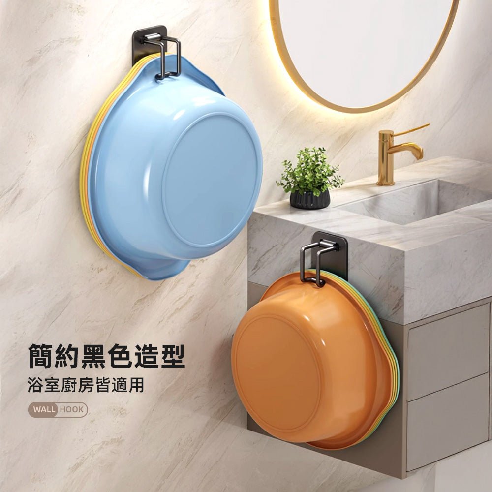 霧黑不鏽鋼折疊臉盆掛勾｜釋放浴室地面空間・大小臉盆一架收納