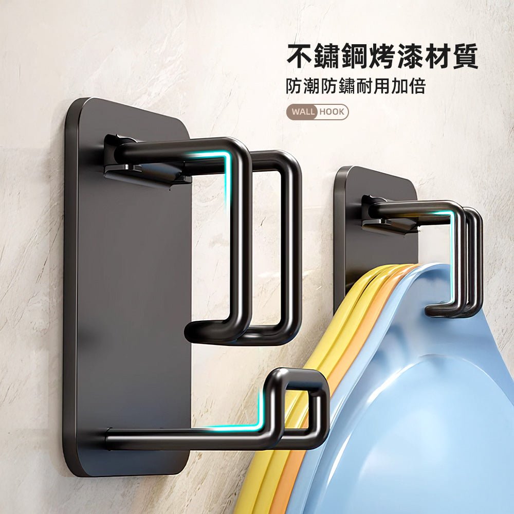 霧黑不鏽鋼折疊臉盆掛勾｜釋放浴室地面空間・大小臉盆一架收納