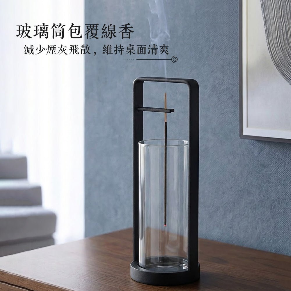 倒掛線香座｜極簡玻璃罩防飛灰的安靜香儀器