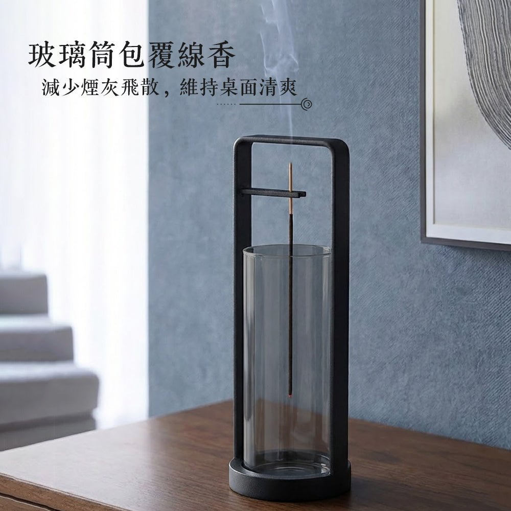 倒掛線香座｜極簡玻璃罩防飛灰的安靜香儀器