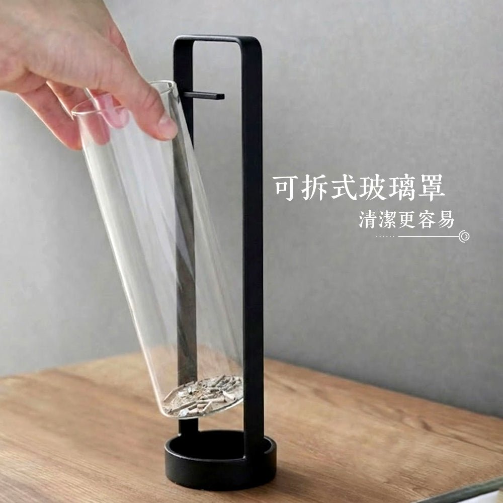 倒掛線香座｜極簡玻璃罩防飛灰的安靜香儀器