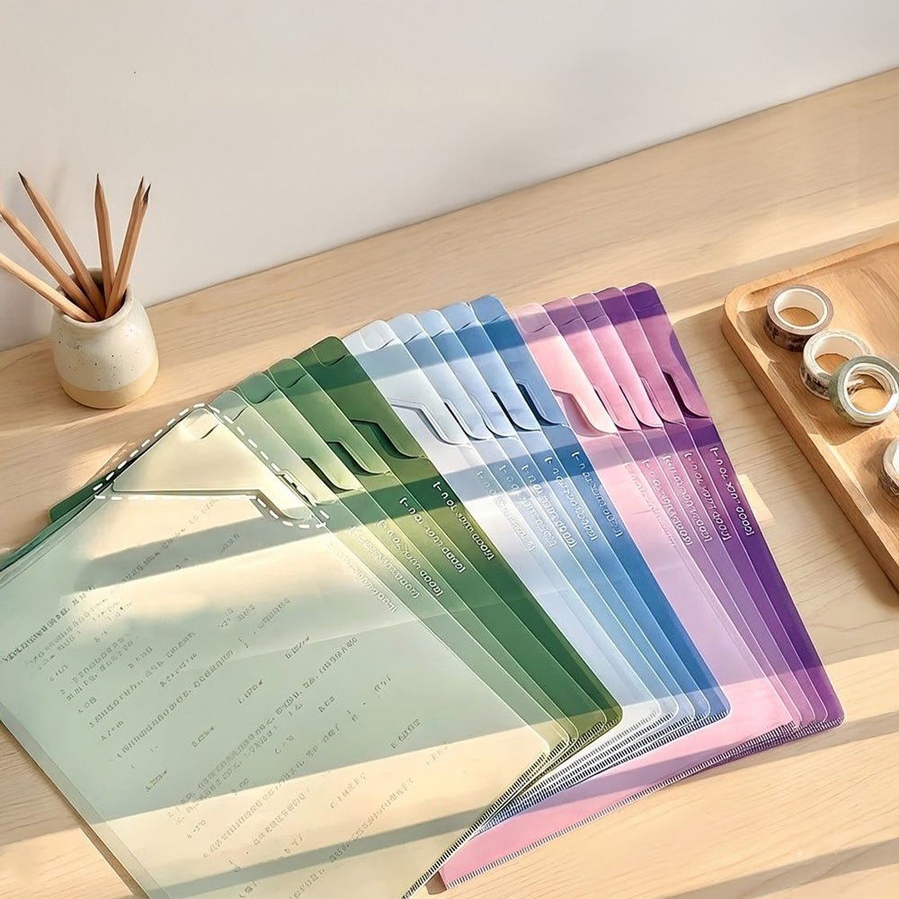 漸層防漏L型文件夾15入｜不卡紙不滑落的大容量收納