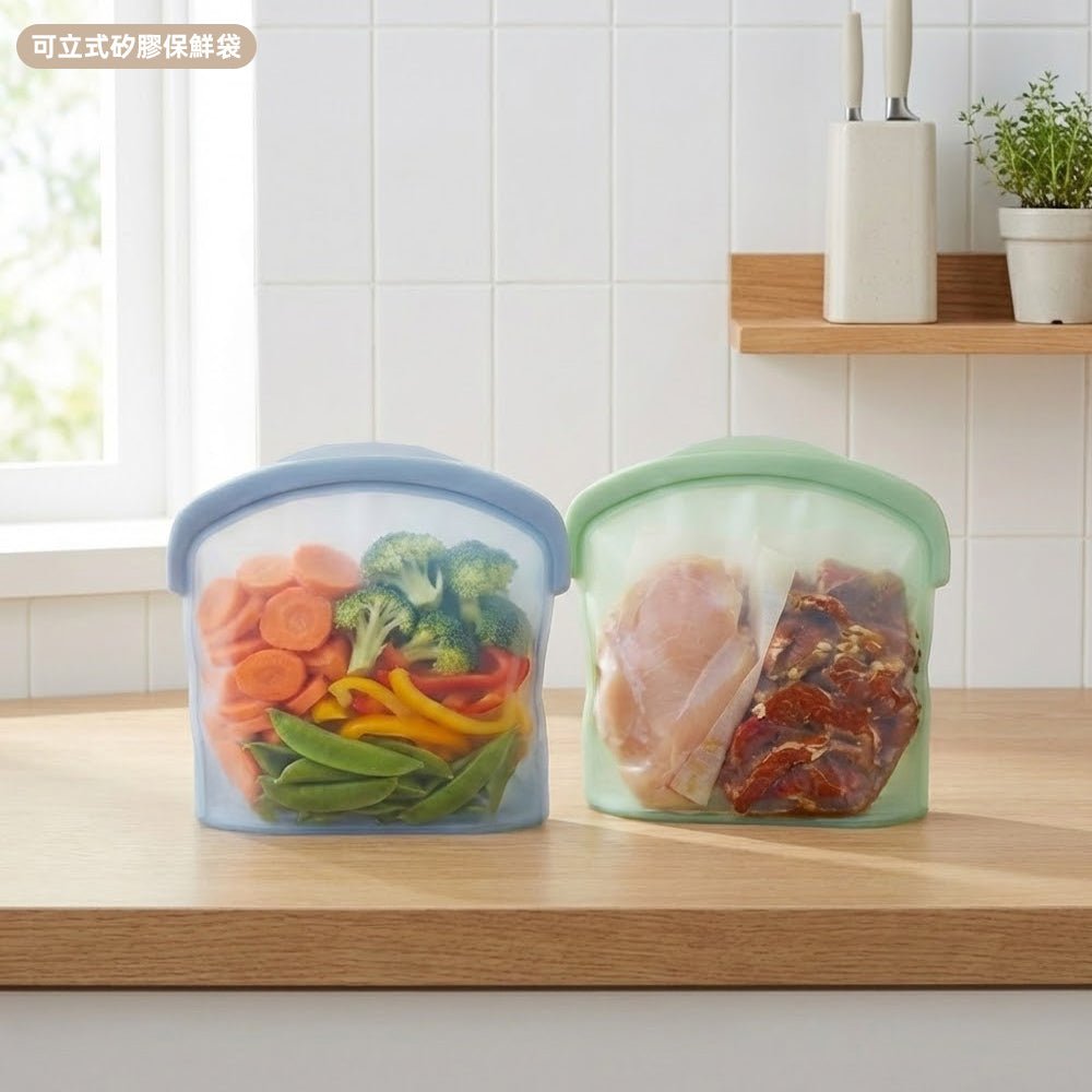 可立式矽膠保鮮袋3500ml｜SGS檢驗認證｜冰箱分裝一次到位的安心容量