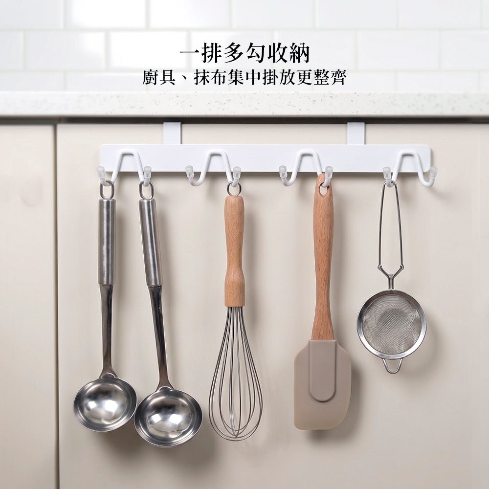 櫃門掛勾收納架｜免鑽孔一掛就好，廚房檯面瞬間清空