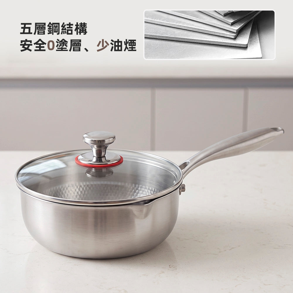 純鈦雪平鍋22cm｜左右導流不灑漏・一人份湯品輕鬆上手
