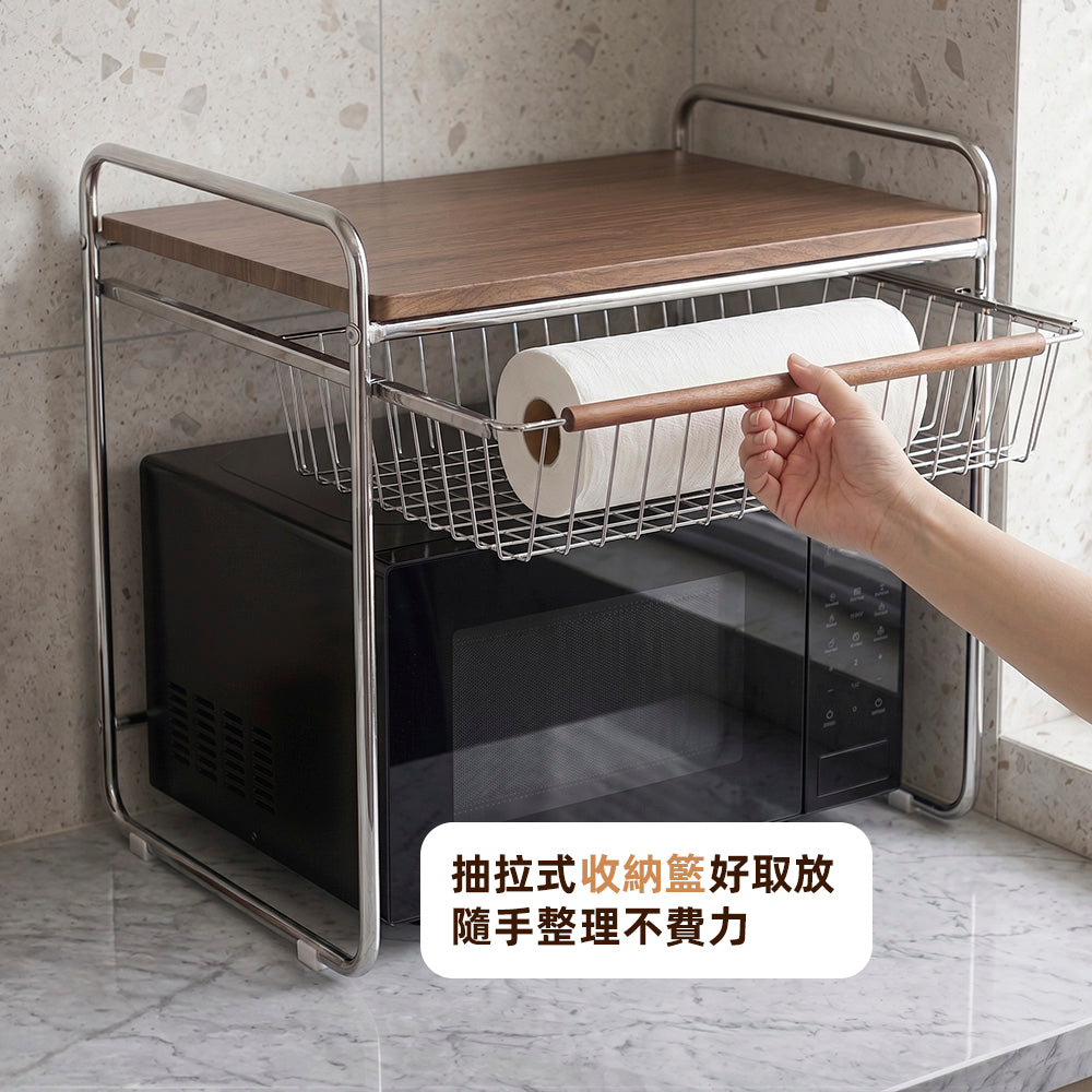 雙層抽屜微波爐架｜微波爐上方也能多一層順手收納