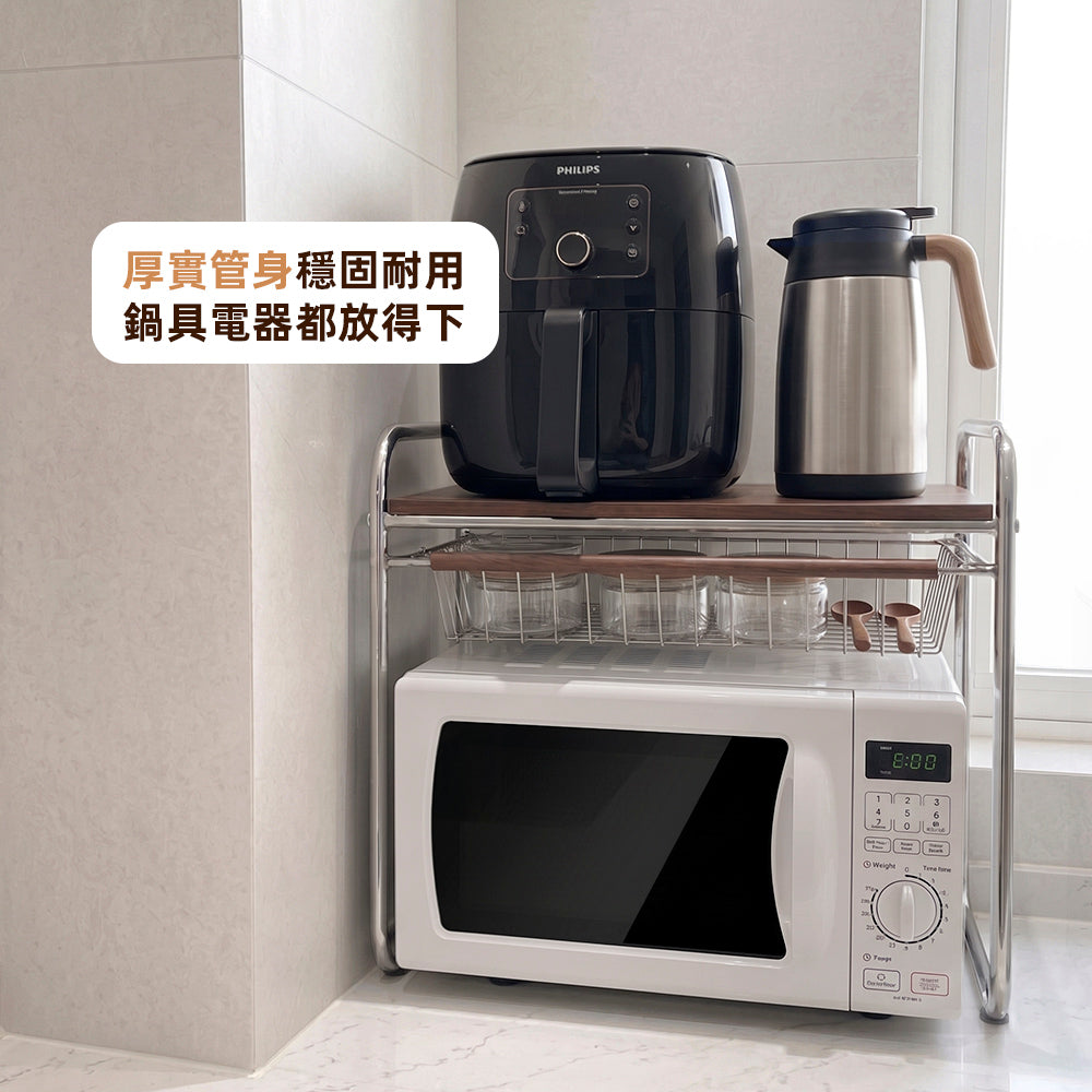 雙層抽屜微波爐架｜微波爐上方也能多一層順手收納
