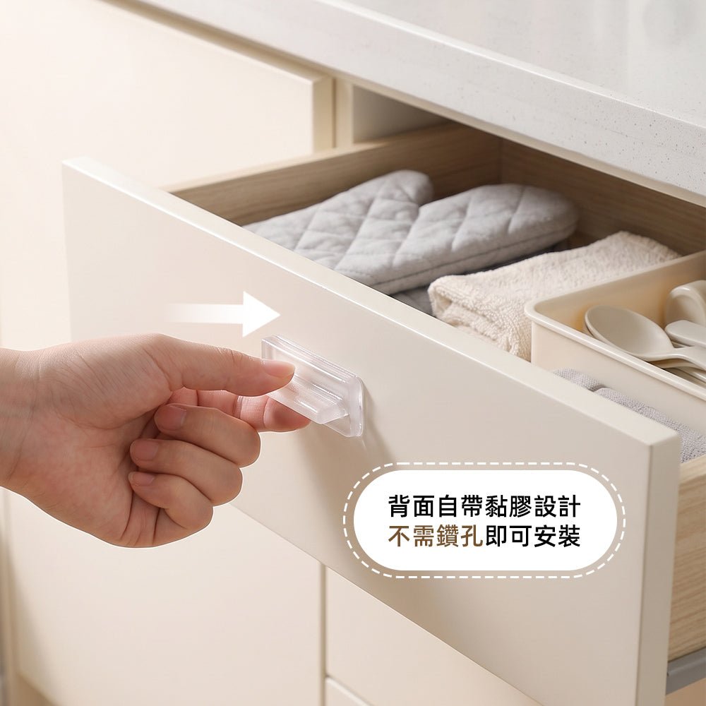 透明免打孔抽屜把手｜黏貼就好用・租屋木櫃也能輕鬆拉開