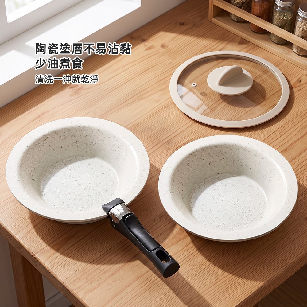 可拆式陶瓷鍋2套組｜煮完直接上桌，鍋具秒變日系餐盤