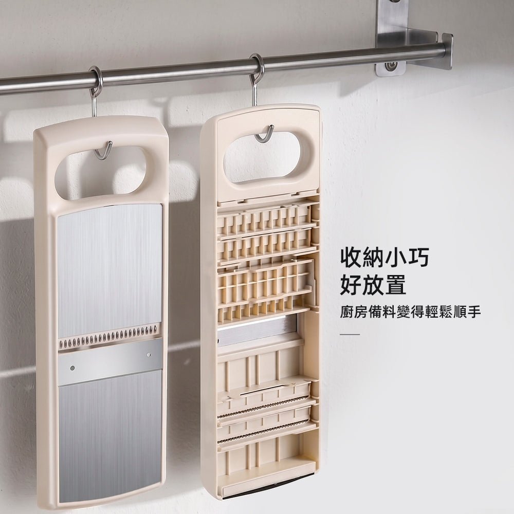 護手刨絲切片器｜雙開門護手推拉・切絲切片一次到位