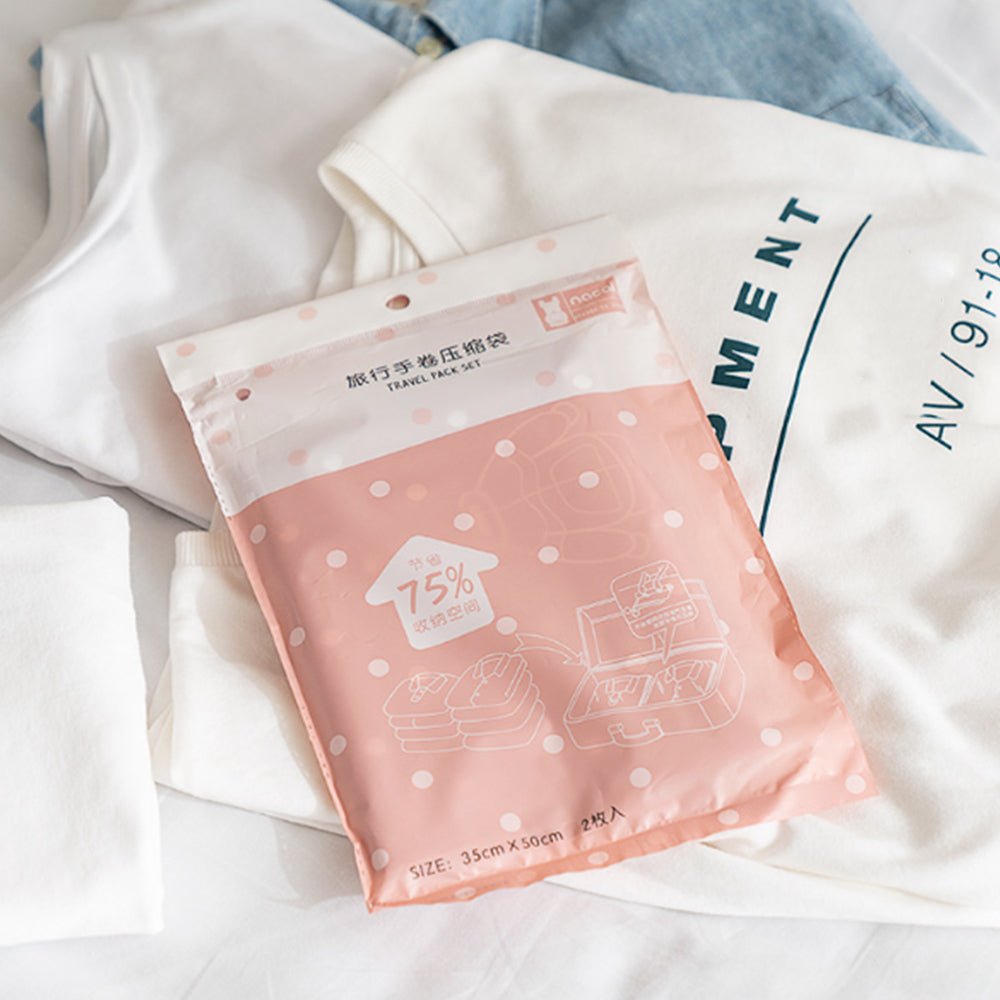 旅行手捲壓縮袋 2入組｜免抽氣真空收納・快速節省行李空間