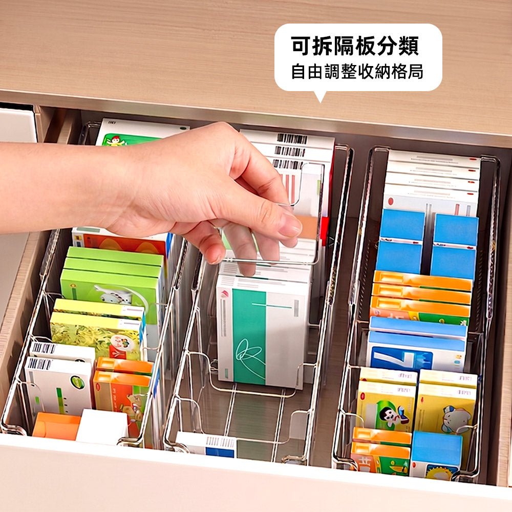 伸縮透明抽屜收納盒｜彈性隔板自由分層・櫃內桌上整齊有質感