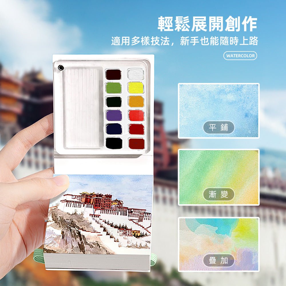 迷你水彩畫畫本套組｜隨時隨地揮灑創意・輕巧便攜的繪畫體驗
