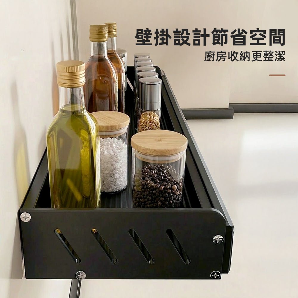 胡桃木調味架｜壁掛收納省空間・打造質感廚房